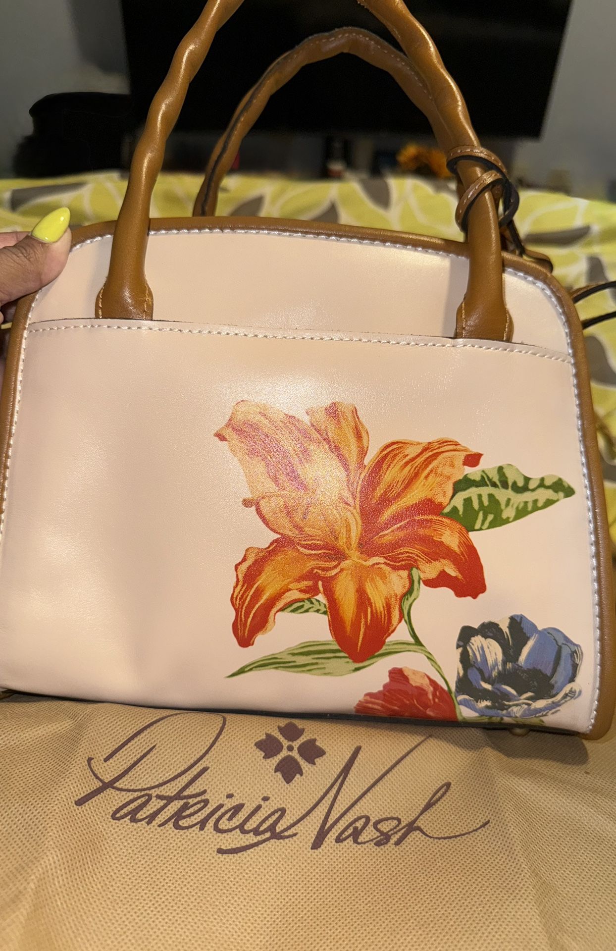 NWT Patricia Nash Made In Italy Satchel Parisian Floral Oil Painting Print