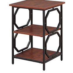 New in Box Wooden and Metal Cherry/Black Side Table/End Table