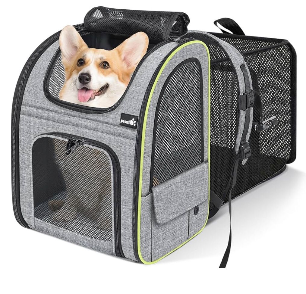 XL Pet Carrier Backpack, Expandable Cat Backpack with Breathable Mesh for Small Dogs