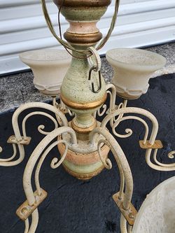 Vintage Country Style Alabaster Glass Shade Chandelier