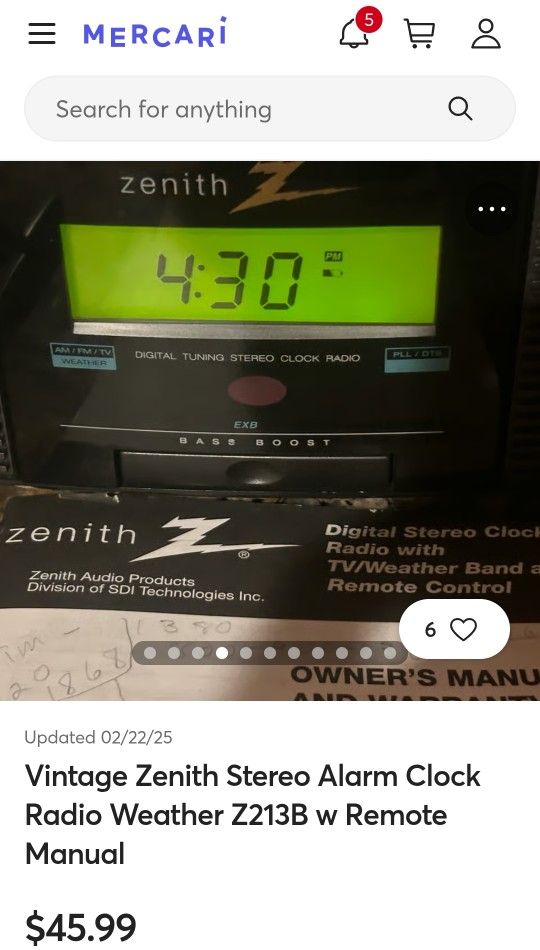 Zenith Dual Alarm System Receiver AM FM Cassette Recorder Model ZG320M Stereo