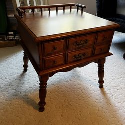 Vintage Large End Table With Drawer 