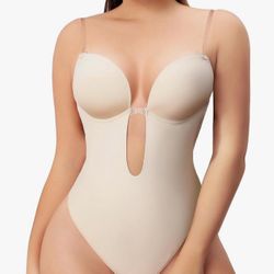 XL  Shapewear Backless Body Bra Shaper Womens Plus Size Plunge Invishaper Low Back Thong Bodysuits Open Crotch Daily Use