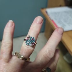 Size 8 Multicolor Topaz Ring Sterling Silver 