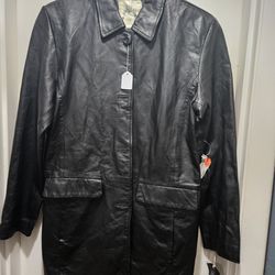 Ladies M Cover New York Black Leather Coat
