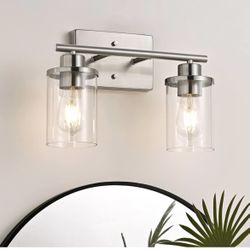 Bathroom Light Fixtures, 2 Light Bathroom Vanity Light Fixtures Brushed Nickel, Modern Wall Sconces for Bathroom, Vanity Table, Powder Room, Bedroom,