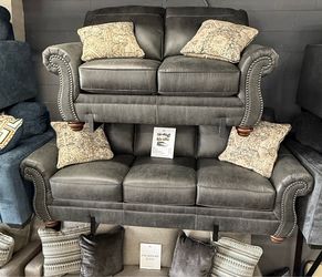 Dark Grey Sofa And Loveseat Available In Brown