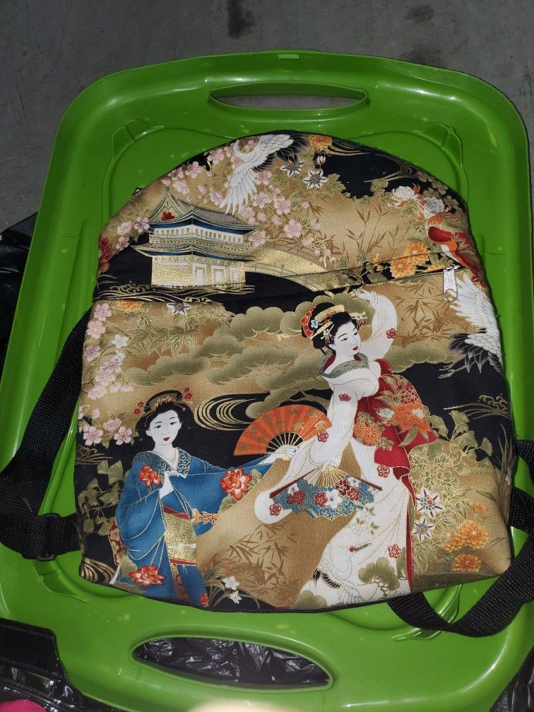 Asian motif backpack purse
