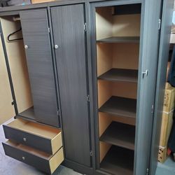New Grey Assembled Wardrobe Closet Shelving Storage Cabinet 