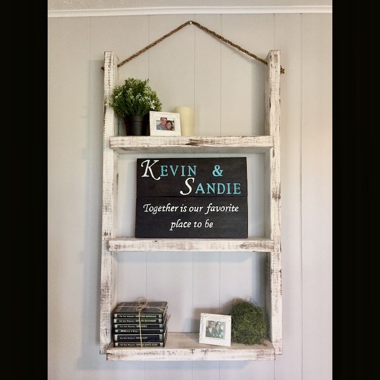 Rustic handmade rope hanging shelf