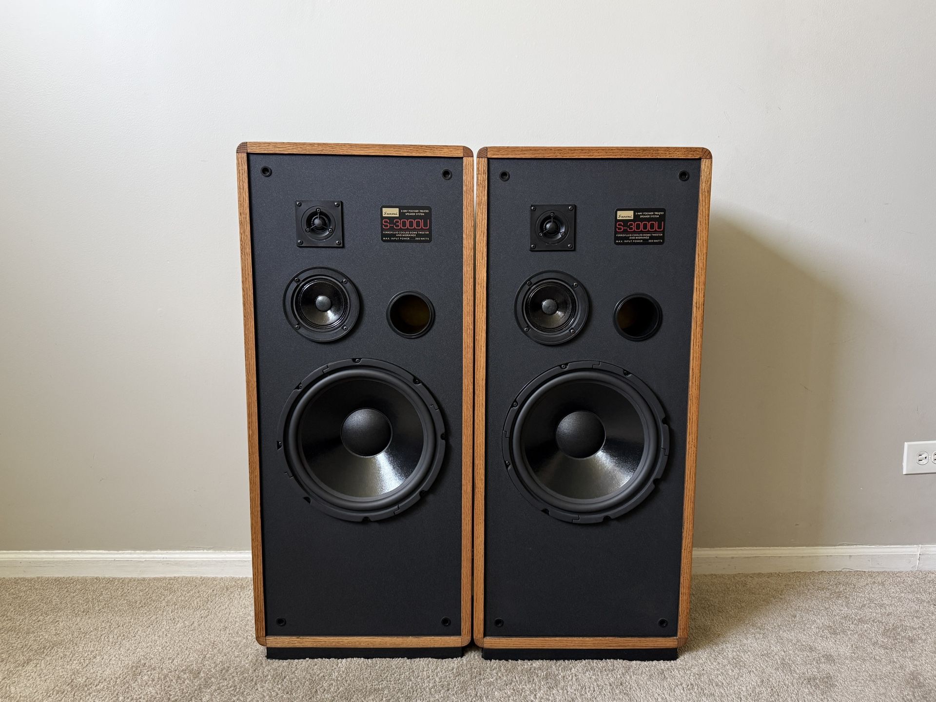 Sansui S-3000U 3 Way Tower Home Floor Standing Vintage Speakers