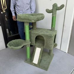New In Box 43 Inch Tall Car Tree Scratcher Kitten Or Adults Cats Scratching Post Pet Furniture House Cactus Design 