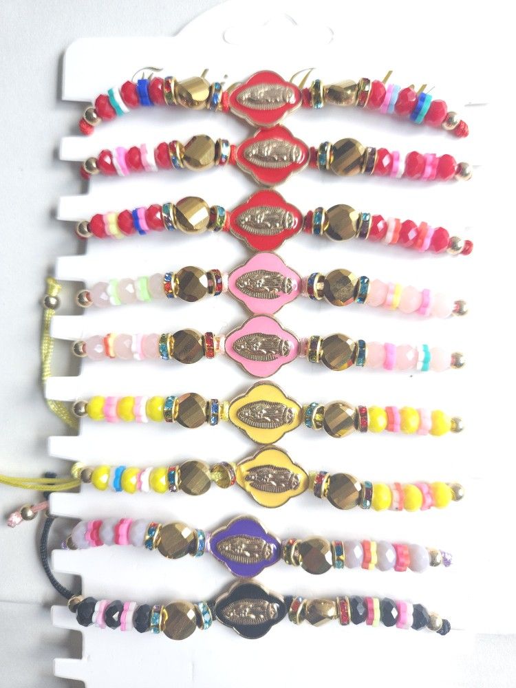String Adjustable Colorful Beaded Bracelets Virgen De Guadalupe