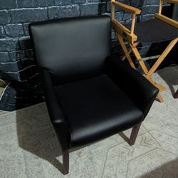 Pair of Black Faux Leather Armchairs – Clean & Comfortable – Must Sell by May 31