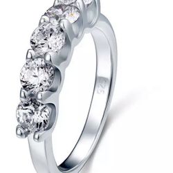 Silver Sterling Ring With Crystals 1.25 Carat Jewelry Wedding