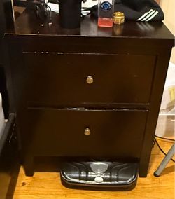 2 Dark Brown Wood 2-Drawer Nightstand