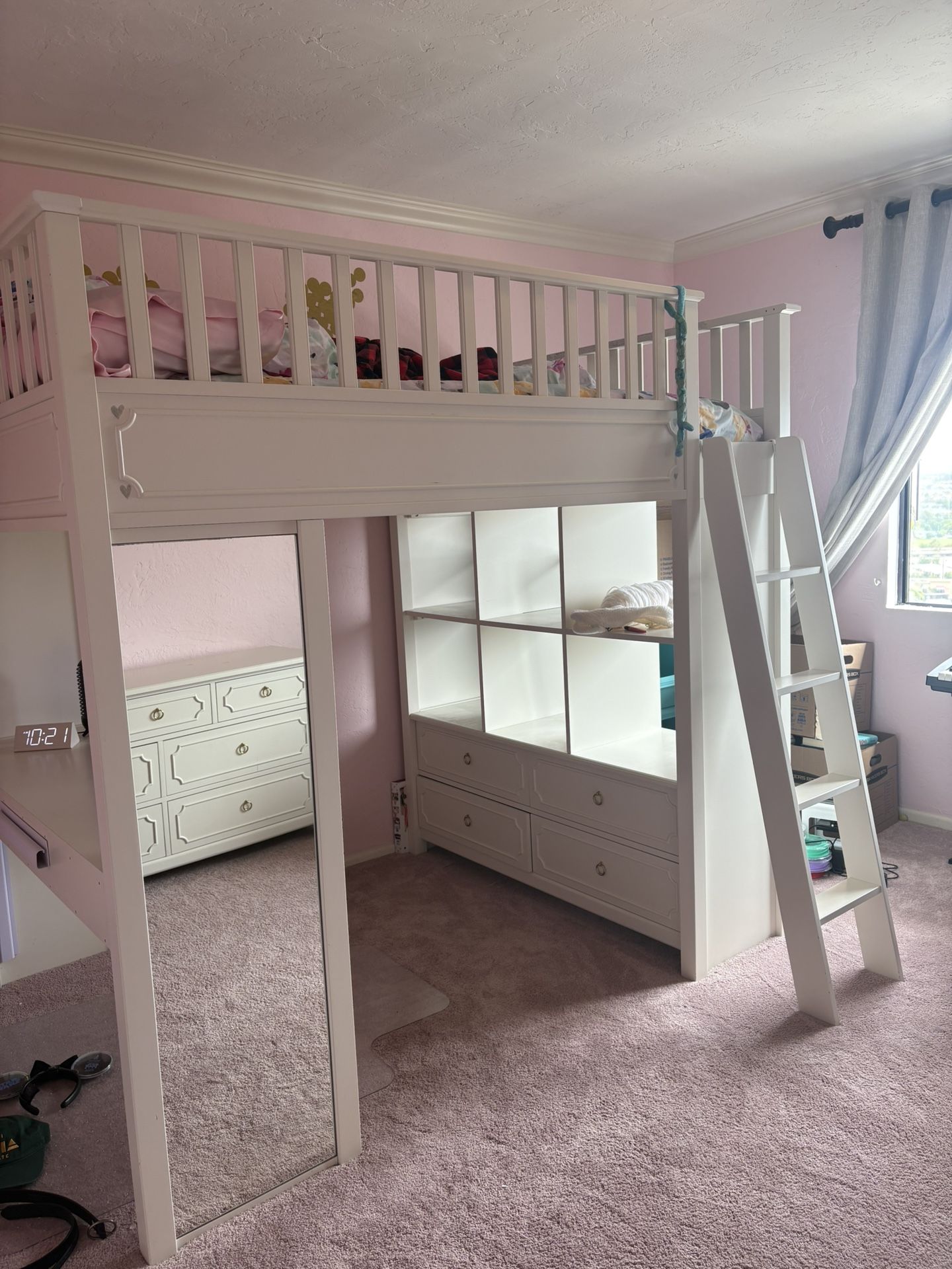 Pottery Barn Ava Regency Full Loft Bed and Dresser