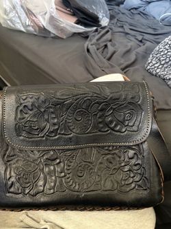 Black Leather Mexican style purse