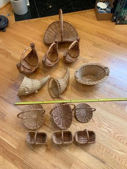 Wicker Baskets from 1950s - 13 Total