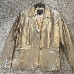 Gold leather Blazer for any occasion dress up or down Size 16