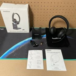New Wireless Headset W/ Mic for Work, Bluetooth 5.3 Headset W/ AI Noise Cancelling Microphone & Call Reminder, Wireless Headphone W/ Voice Assistant f