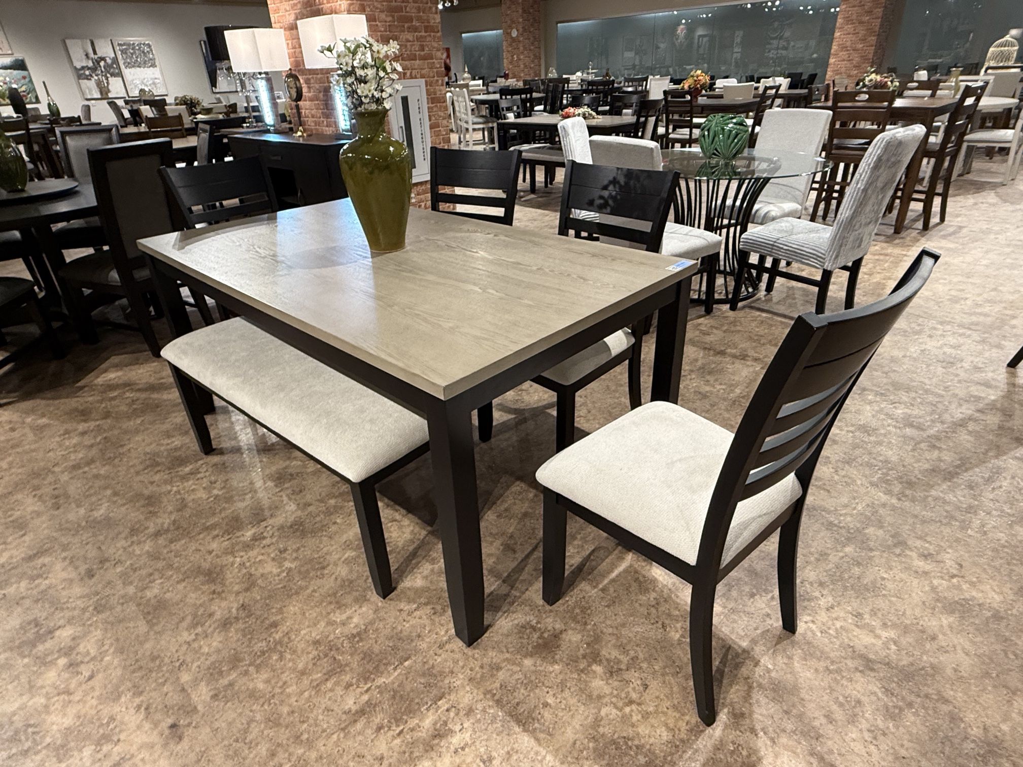 6PC Gray / Black Dining Table Set