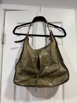 Olive Green Leather Hobo Shoulder Bag