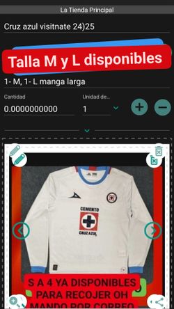 Cruz Azul visitanta Manga larga M Y L