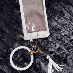 Keychain Credit Card Bracelet Pouch With Transparent Window Tassel Silicone