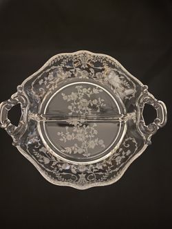 Antique Etched Small Divided Dish