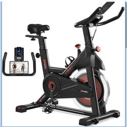 Exercise Bike Indoor Cycling Stationary Bike Exercise Bikes for Home Use with Flywheel, Comfortable Seat Cushion, LCD Display, 110kg Weight Capacity,