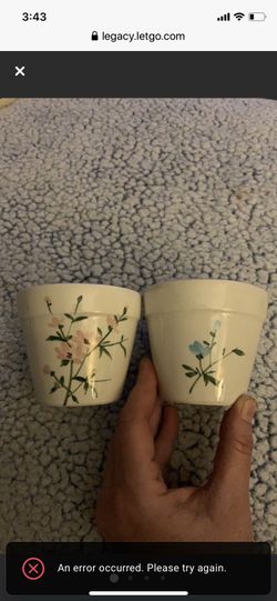 2 Vintage S.E.L.A.N. Italy Porcelain Minature Flower Pots