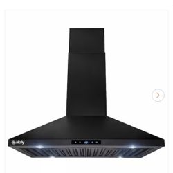 Kitchen Mount Range Hood in Black Stainless Steel with Touch Control