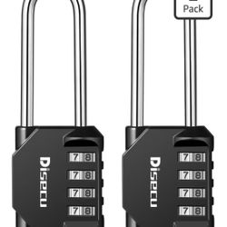 2 Pack disecu 2.6 Inch Long Shackle Combination Lock, 4 Digit Outdoor Waterproof Padlock for School Gym Locker, Sports 