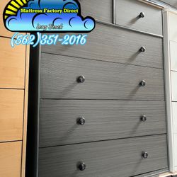 Jumbo Grey Six Drawer Dresser Duplex 2 Drawers On Top- Mueble Gris 6 Cajones 