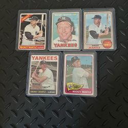 Mickey Mantle Topps Cards 64-65-66-67 & 68