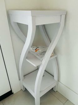 Accent Table, Side, End, Plant Stand, Square, Bedroom, White Laminate