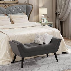 Bed Bench Upholstered Tufted Footstool Entryway Ottoman Bench