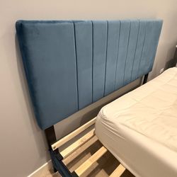 Blue Velvet Tufted Queen Bedframe