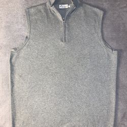 Peter Millar Crown Comfort Size Large Quarter 1/4 Zip Vest Gray / Grey