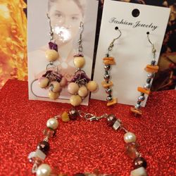 #1857 LOT VINTAGE NATURAL STONES SET OF 3 ITEMS, SOFT TONES

