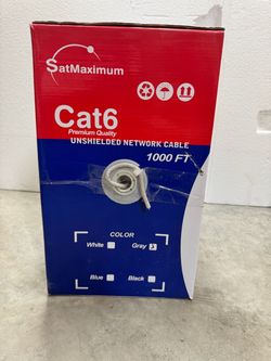 4 in stock gray 1000ft Cat6 UTP Bulk Ethernet Cable – Solid, 23AWG, CCA, 550MHz, Pull Box