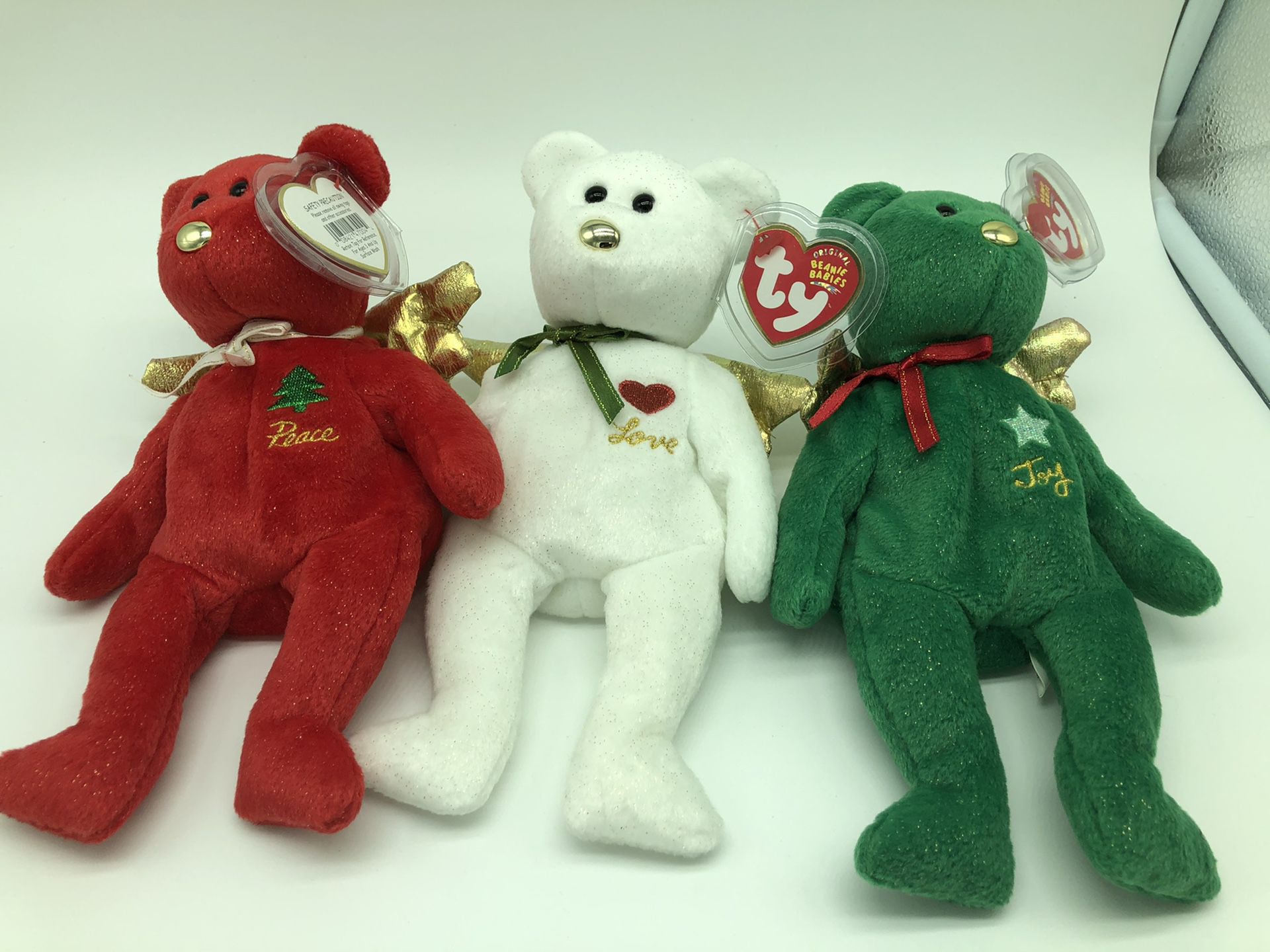 TY Beanie Babies “Peace, Love and Joy” Christmas Bears