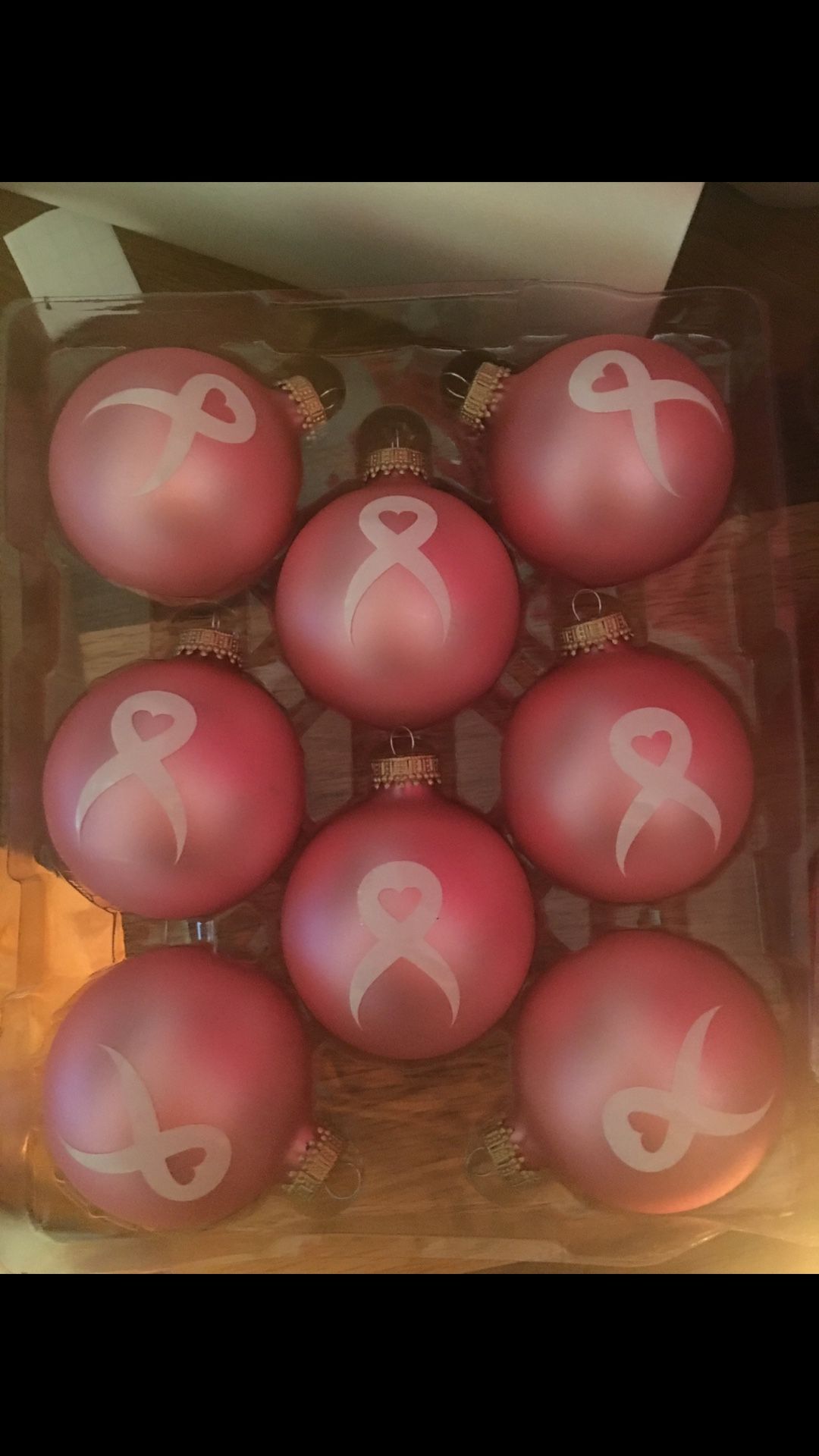 Pink ribbon ornaments