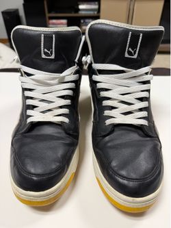 Puma hi top men’s shoes size 14 black white yellow