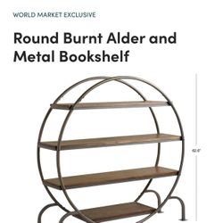 Round Burnt Alder And Metal Bookshelf 