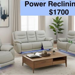 💥FREE DELIVERY💥Brand New POWER, LED, USB  3PC Reclining Sofa Loveseat Chair Set 