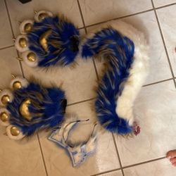 Halloween blue Paw tail ears Set 