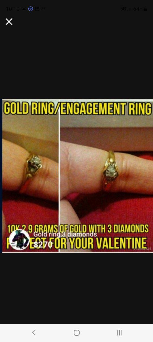 Gold Diamond ring Valentine's Day Special Loved One Gift 