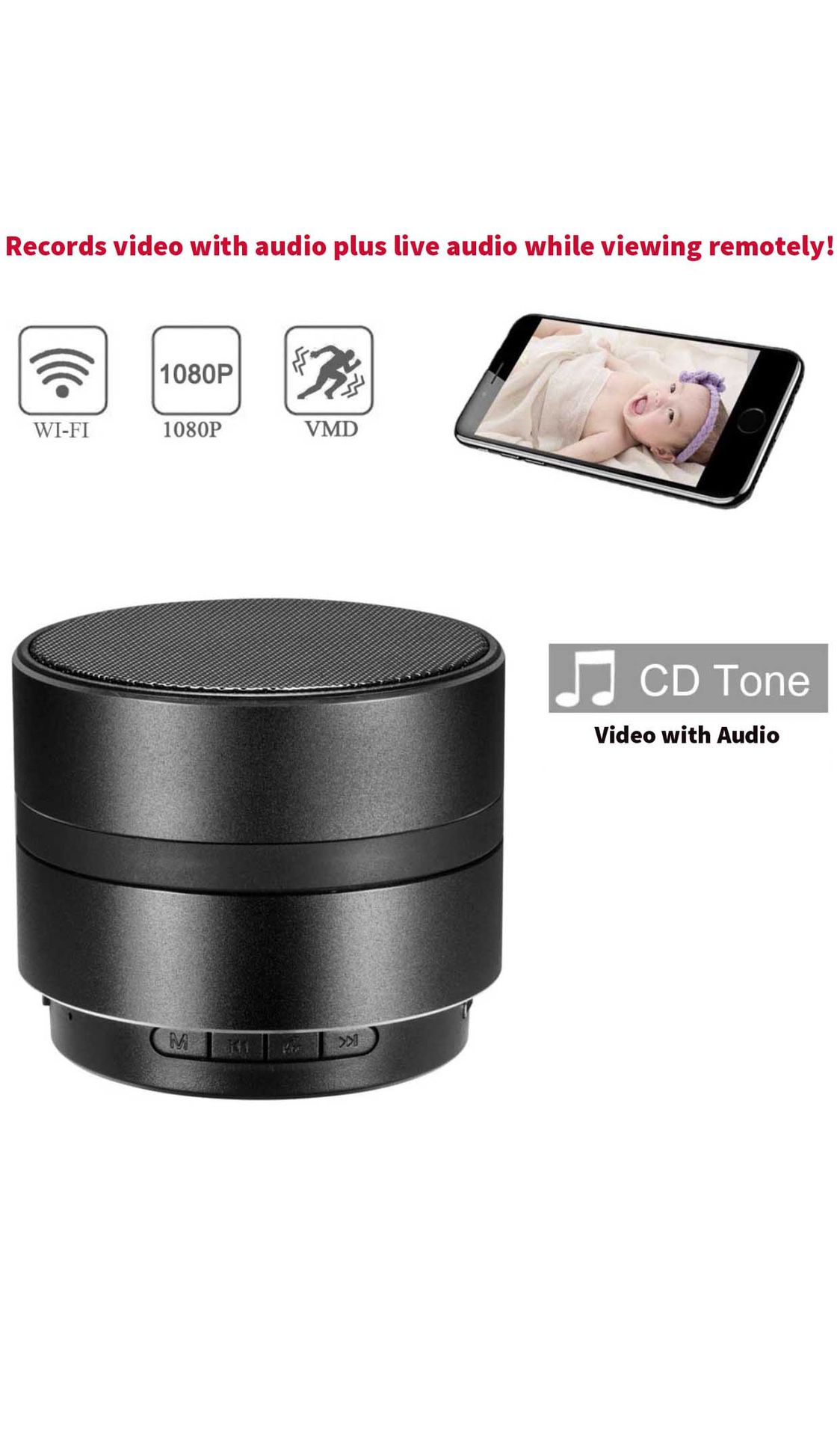 Spy Camera Bluetooth Speaker WiFi HD 1080P Wireless Video w/Audio